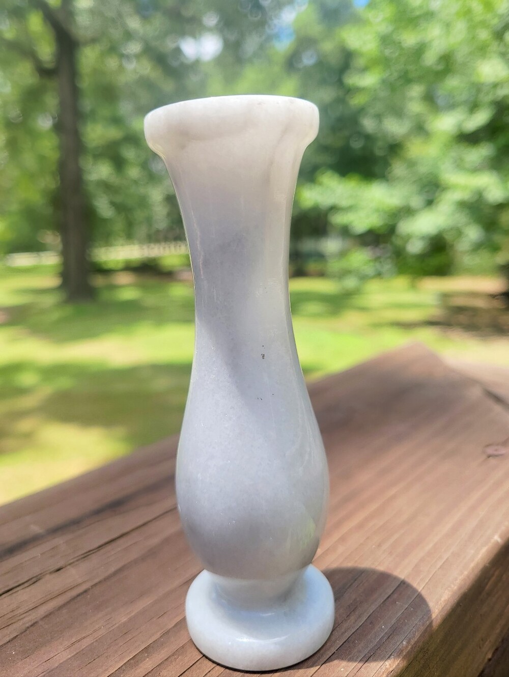 Vintage Hand Crafted White Marble Pedestal Bud Vase - Home Accents